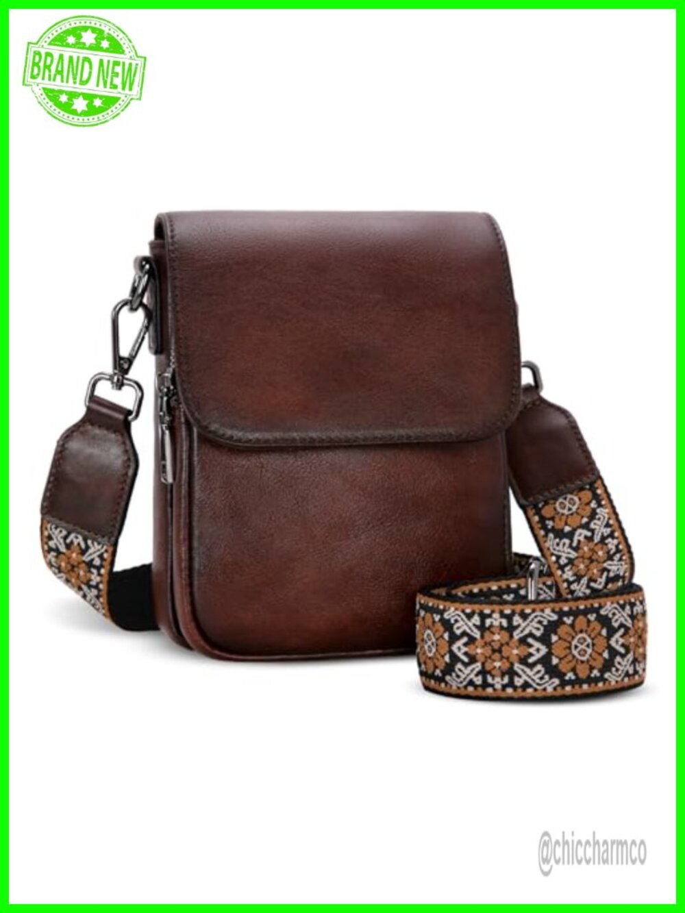 Leather Crossbody Bag RFID Phone Purse Card Slots Boho Strap